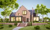 3d Rendering von modernen gemütlichen Klinker Haus auf den Teichen mit Garage und Pool zum Verkauf oder zur Miete mit schönen Landschaftsgestaltung auf dem Hintergrund. 3d Rendering von modernen gemütlichen Klinker Haus auf den Teichen mit Garage und Pool zum Verkauf oder zur Miete mit schönen Landschaftsgestaltung auf dem Hintergrund.