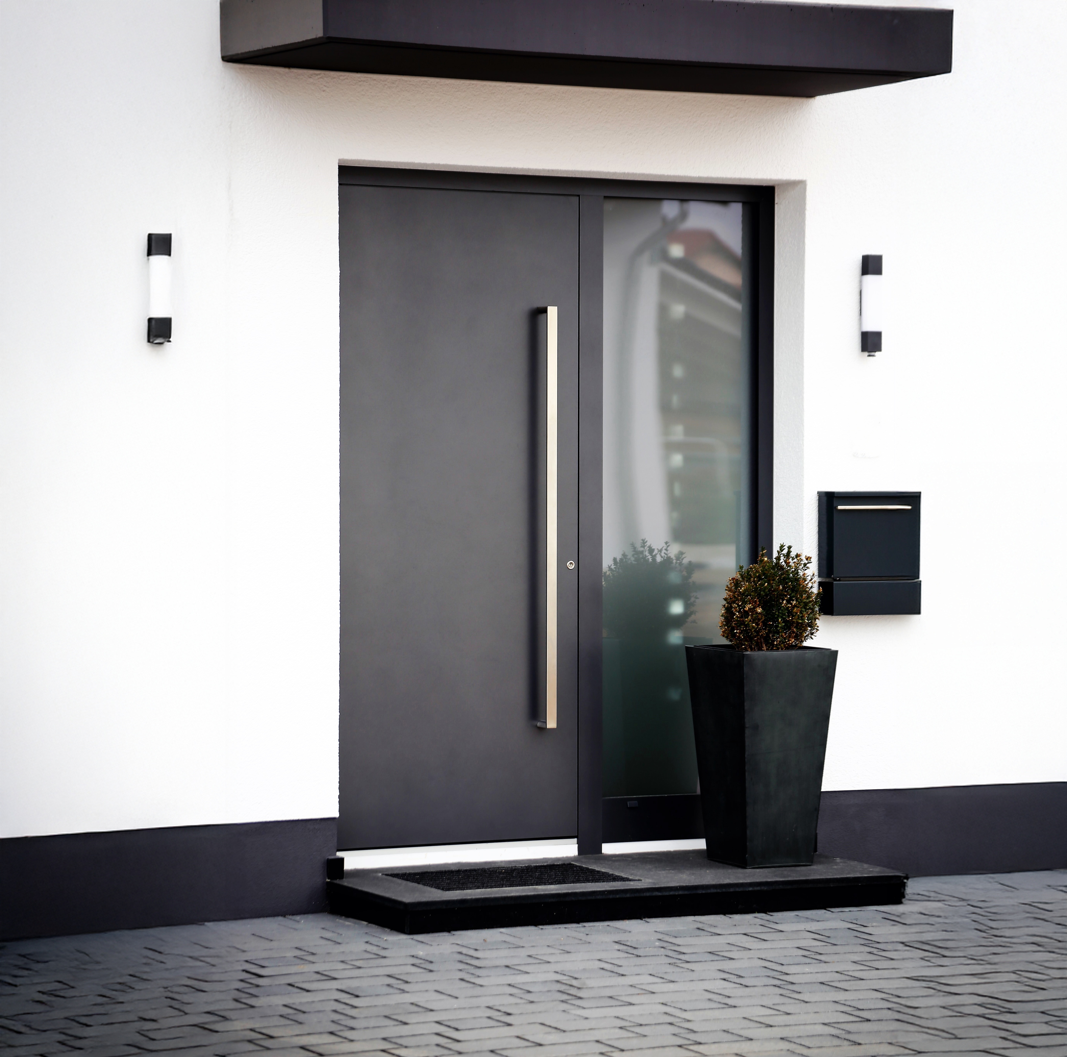 Haustür Holz Anthrazit modern 