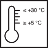 verwerkingstemperatuur min. 5°C max. 30°C